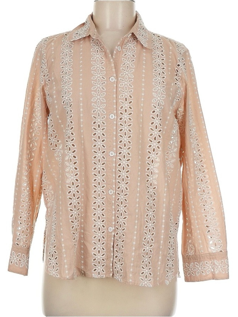 Zara Peach Eyelet Embroidered Blouse